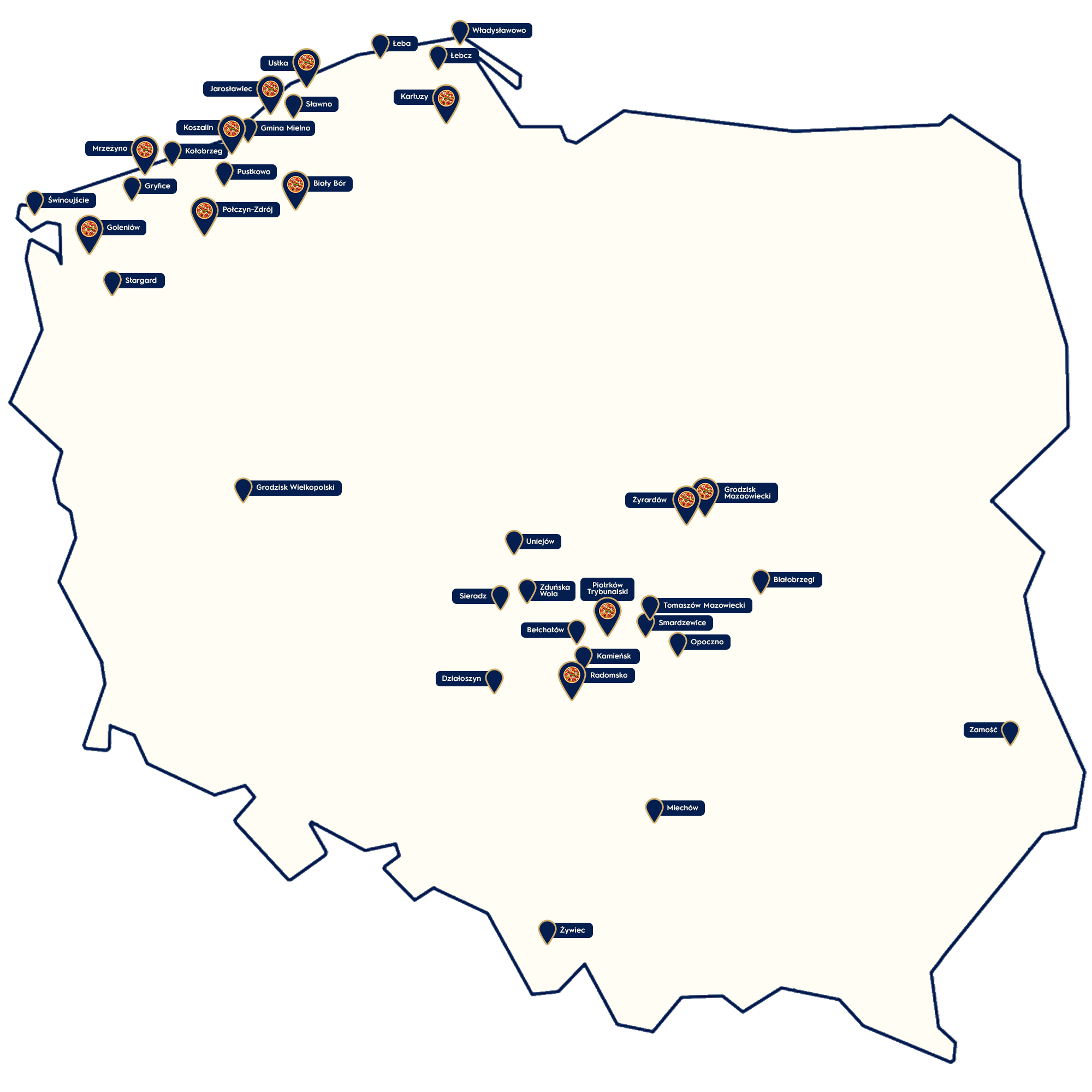 Image of map of Poland with cinema localization