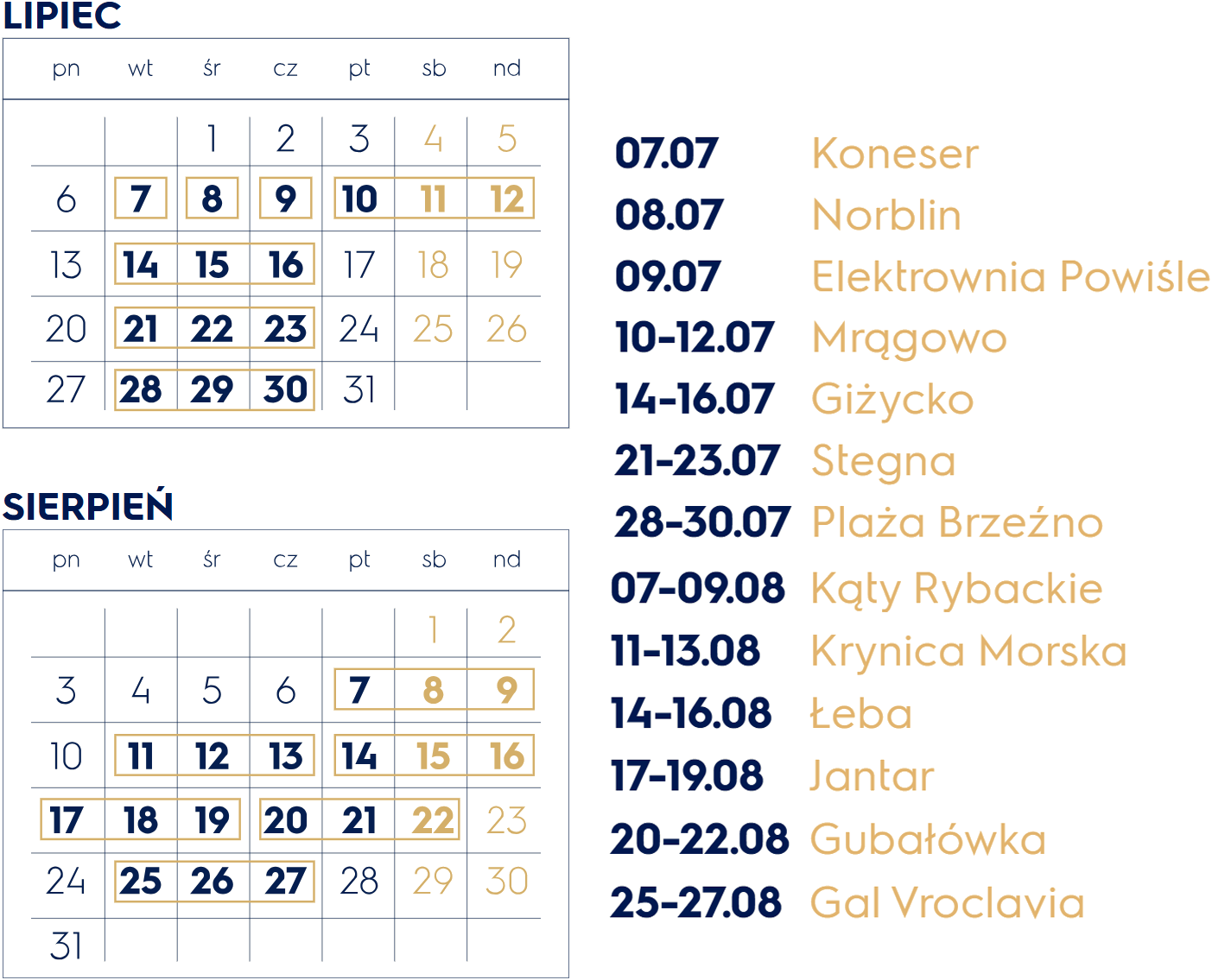 Calendar of the Event